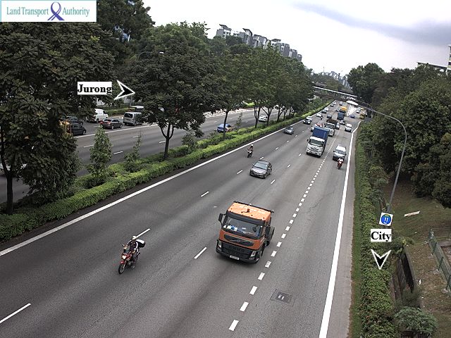 LTA traffic camera shows congestion along AYE (towards Tuas) exit towards clemeti ave 6